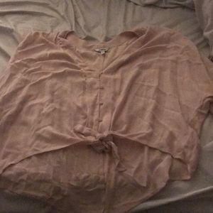 Pink express tie front blouse